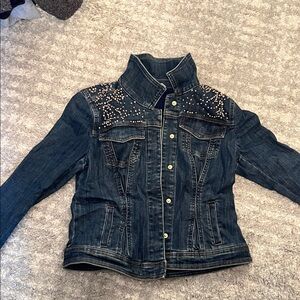 White House Black Market Studded Blue Jean Jacket